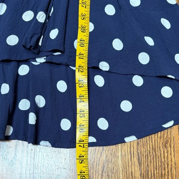 Anthropologie Navy and White Polka Dot Midi Dress - Picture 13 of 13